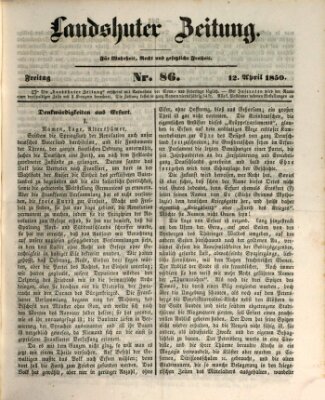 Landshuter Zeitung Freitag 12. April 1850
