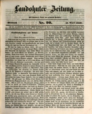 Landshuter Zeitung Mittwoch 17. April 1850