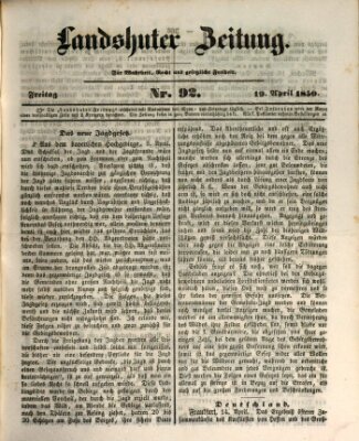 Landshuter Zeitung Freitag 19. April 1850