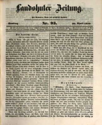 Landshuter Zeitung Samstag 20. April 1850