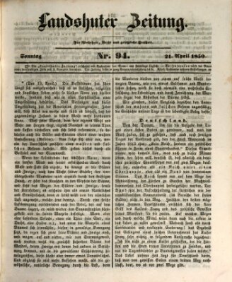Landshuter Zeitung Sonntag 21. April 1850