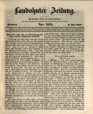 Landshuter Zeitung Mittwoch 3. Juli 1850
