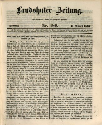 Landshuter Zeitung Sonntag 11. August 1850