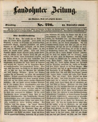 Landshuter Zeitung Dienstag 24. September 1850