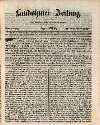 Landshuter Zeitung Donnerstag 26. September 1850