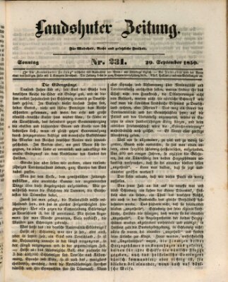 Landshuter Zeitung Sonntag 29. September 1850