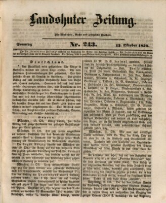 Landshuter Zeitung Sonntag 13. Oktober 1850