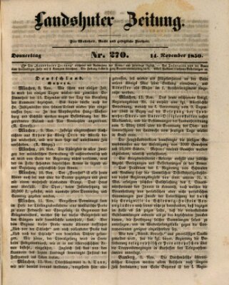 Landshuter Zeitung Donnerstag 14. November 1850