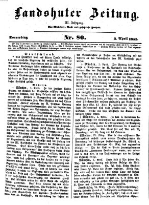 Landshuter Zeitung Donnerstag 3. April 1851