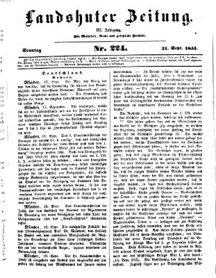 Landshuter Zeitung Sonntag 21. September 1851