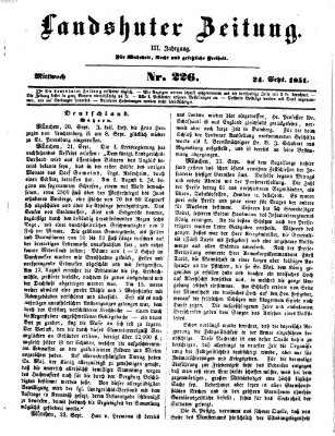 Landshuter Zeitung Mittwoch 24. September 1851