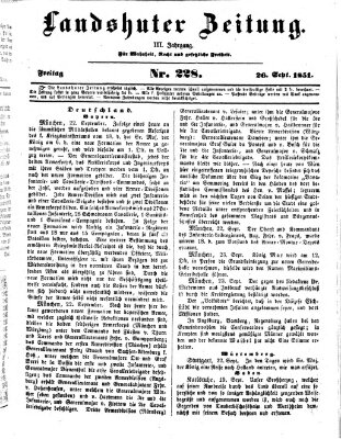 Landshuter Zeitung Freitag 26. September 1851