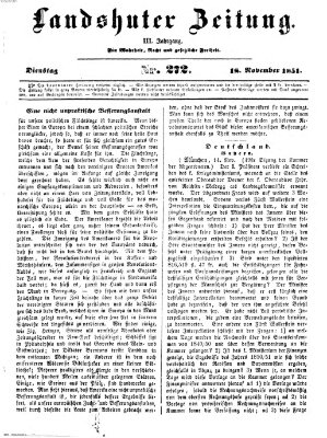 Landshuter Zeitung Dienstag 18. November 1851