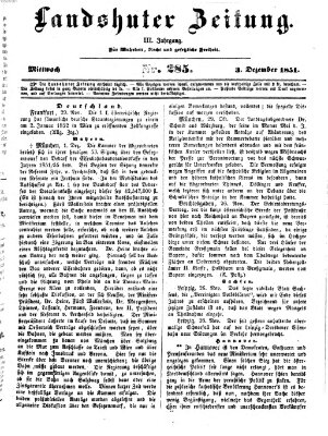 Landshuter Zeitung Mittwoch 3. Dezember 1851