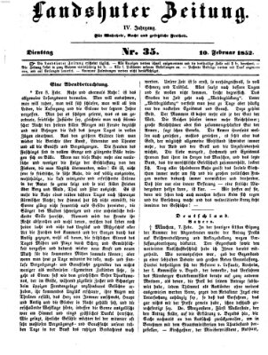 Landshuter Zeitung Dienstag 10. Februar 1852
