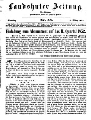 Landshuter Zeitung Sonntag 7. März 1852
