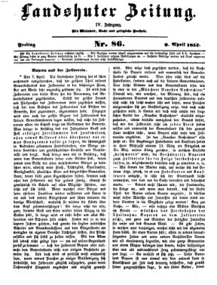 Landshuter Zeitung Freitag 9. April 1852