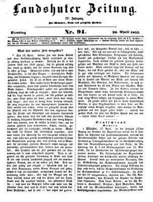 Landshuter Zeitung Dienstag 20. April 1852