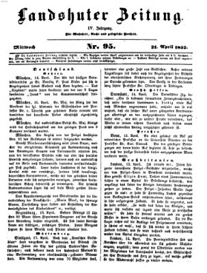 Landshuter Zeitung Mittwoch 21. April 1852