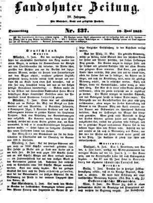 Landshuter Zeitung Donnerstag 10. Juni 1852