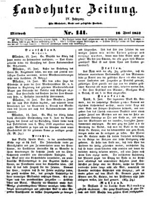 Landshuter Zeitung Mittwoch 16. Juni 1852