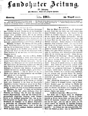 Landshuter Zeitung Sonntag 22. August 1852