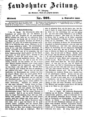 Landshuter Zeitung Mittwoch 1. September 1852