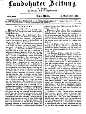 Landshuter Zeitung Mittwoch 8. September 1852