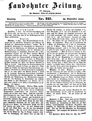 Landshuter Zeitung Sonntag 12. September 1852