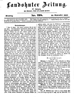 Landshuter Zeitung Dienstag 14. September 1852