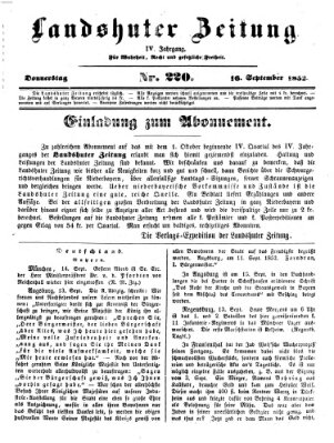 Landshuter Zeitung Donnerstag 16. September 1852
