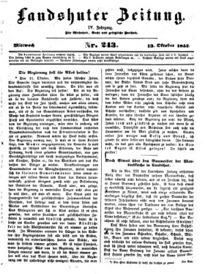 Landshuter Zeitung Mittwoch 13. Oktober 1852