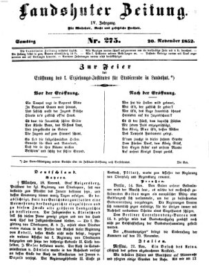 Landshuter Zeitung Samstag 20. November 1852
