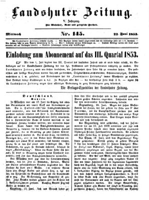 Landshuter Zeitung Mittwoch 22. Juni 1853