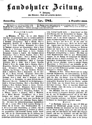 Landshuter Zeitung Donnerstag 1. Dezember 1853