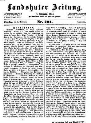 Landshuter Zeitung Dienstag 5. September 1854