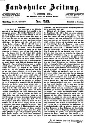 Landshuter Zeitung Samstag 16. September 1854
