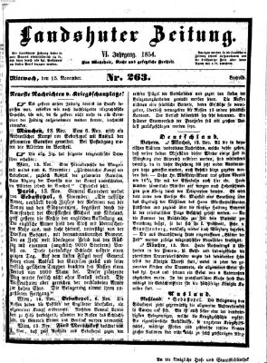 Landshuter Zeitung Mittwoch 15. November 1854
