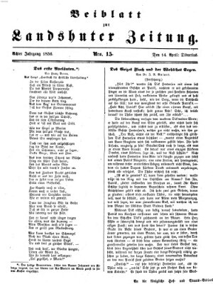 Landshuter Zeitung Montag 14. April 1856