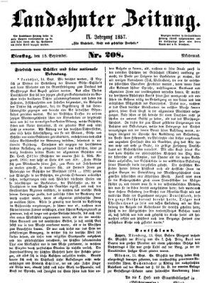 Landshuter Zeitung Dienstag 15. September 1857