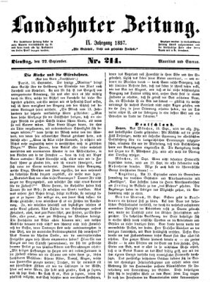 Landshuter Zeitung Dienstag 22. September 1857