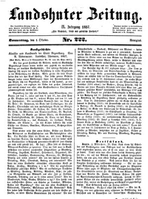 Landshuter Zeitung Donnerstag 1. Oktober 1857