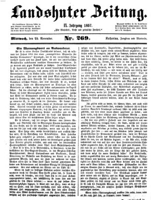 Landshuter Zeitung Mittwoch 25. November 1857