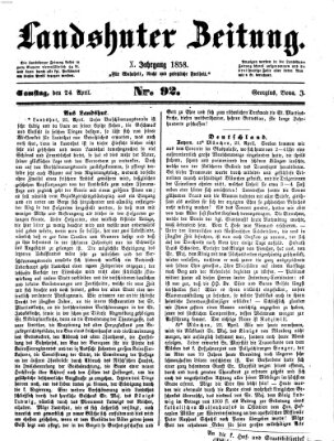 Landshuter Zeitung Samstag 24. April 1858