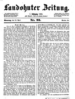 Landshuter Zeitung Sonntag 25. April 1858