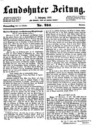 Landshuter Zeitung Donnerstag 14. Oktober 1858