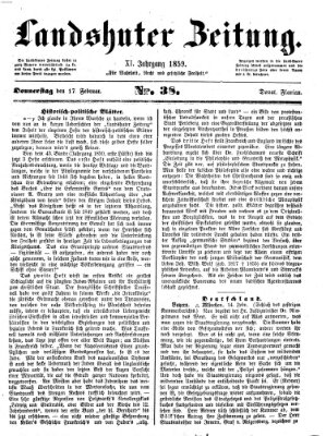 Landshuter Zeitung Donnerstag 17. Februar 1859