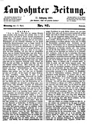Landshuter Zeitung Sonntag 17. April 1859