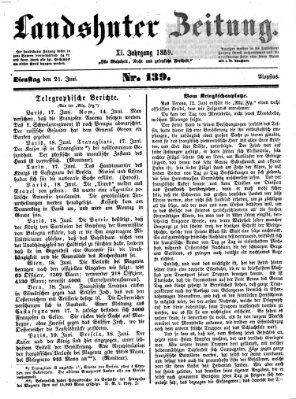 Landshuter Zeitung Dienstag 21. Juni 1859