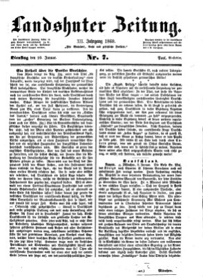 Landshuter Zeitung Dienstag 10. Januar 1860
